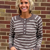 Raglan Sleeve Half Button Up Pullover