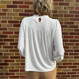 Smocked Knit Top w/Ruffle Sleeve