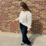 Plus Striped Round Neck Sweater