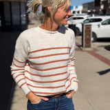 Ribbed Striped Pullover Sweater