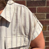 Plus Stripe Collared Button Down Shirt