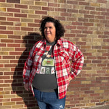 Plus Oversize Checkered Casual Shacket