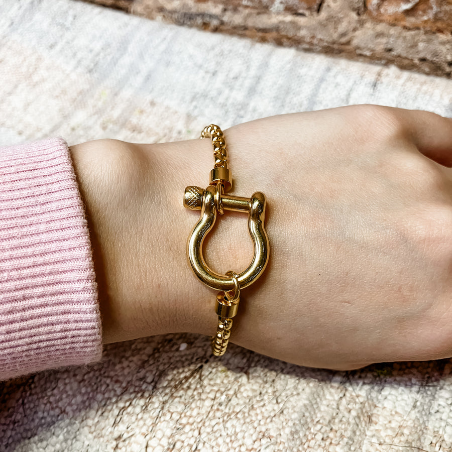 Gold Horsebit Chunky Link Bracelet