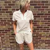 Stripe Half Zip Knit Top