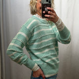 Striped Open Stitch Pullover Sweater