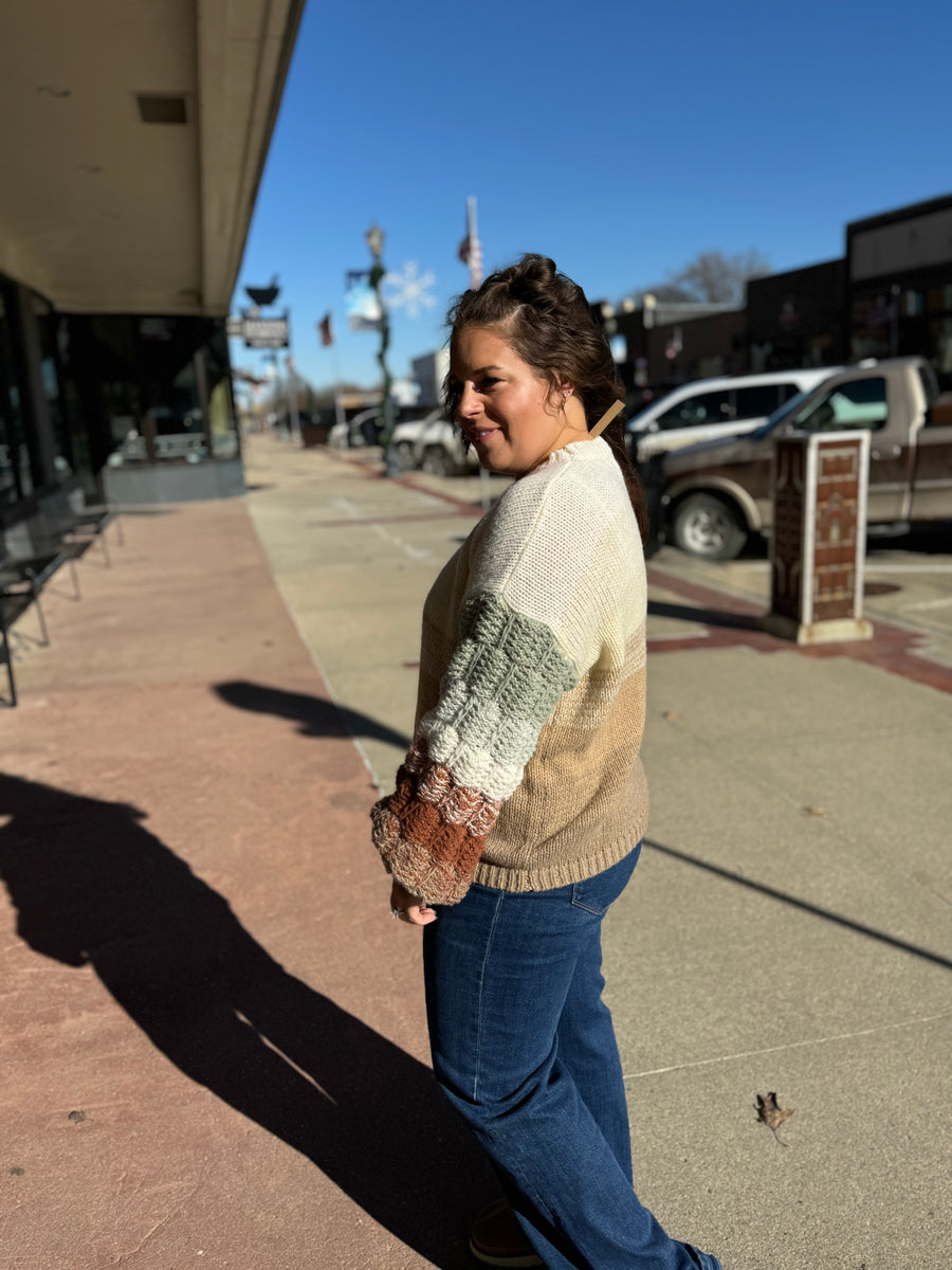 Puff Sleeve Ombre Sweater