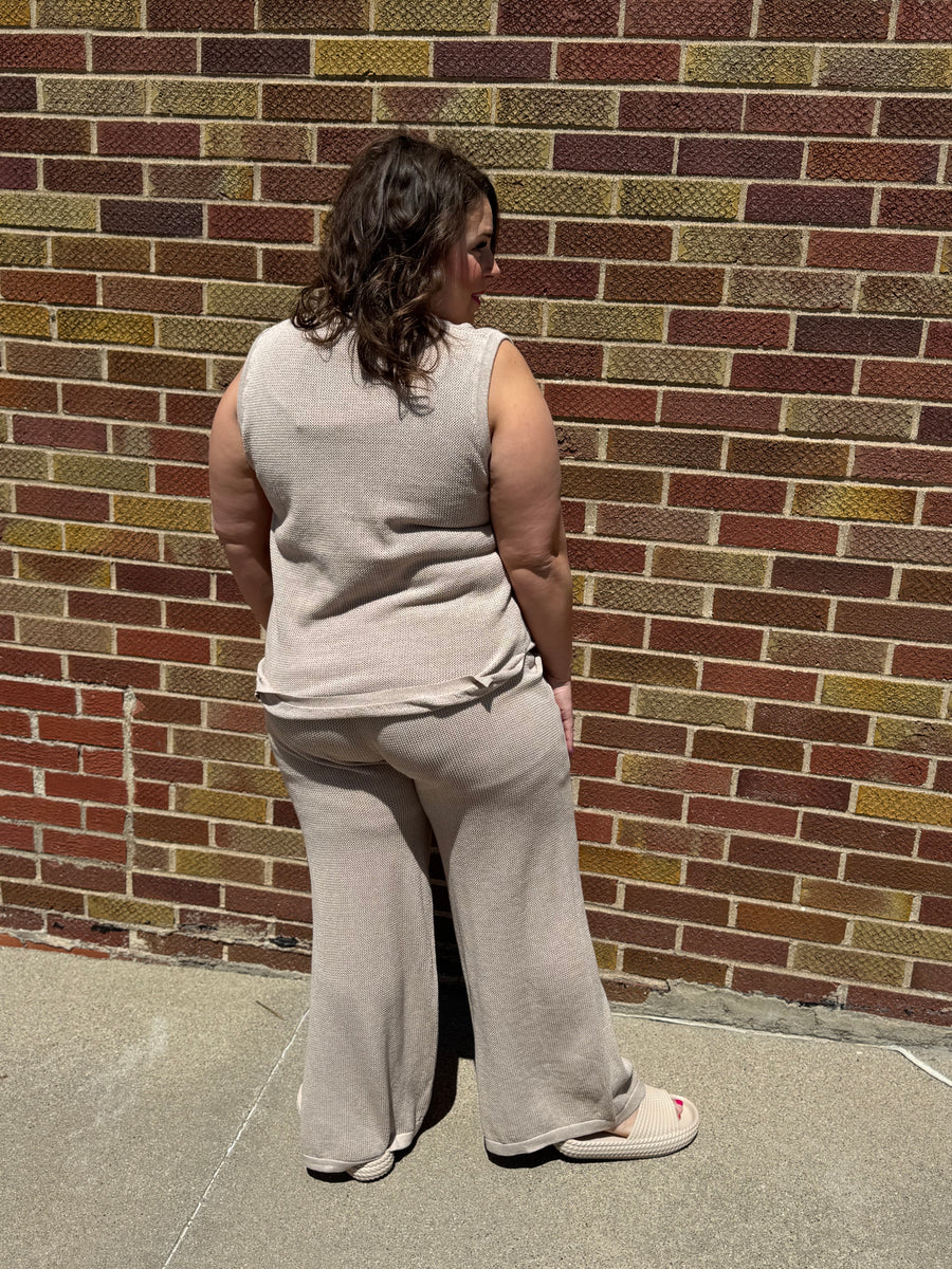 Wide Leg Pant w/Ribbed Hem