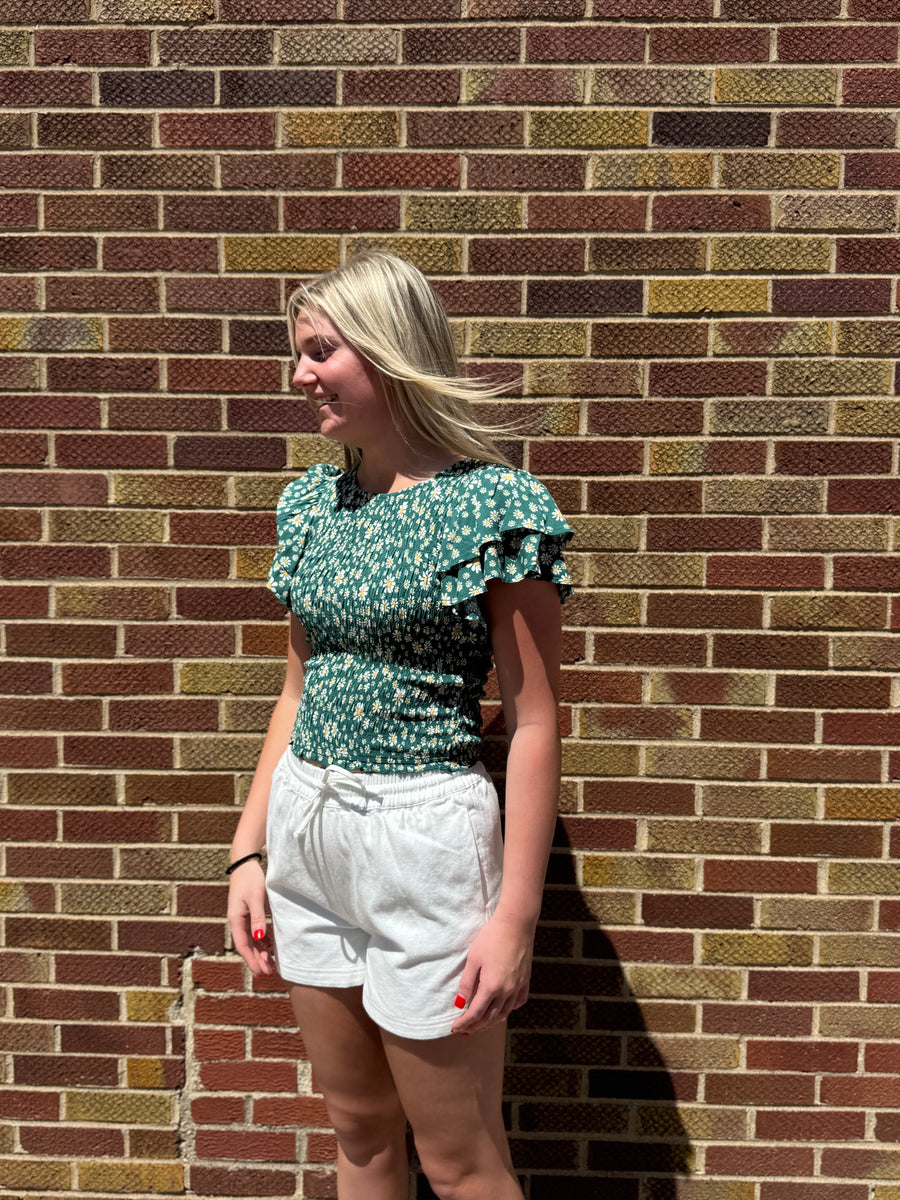 Daisy Smocked Ruffle Sleeve Top