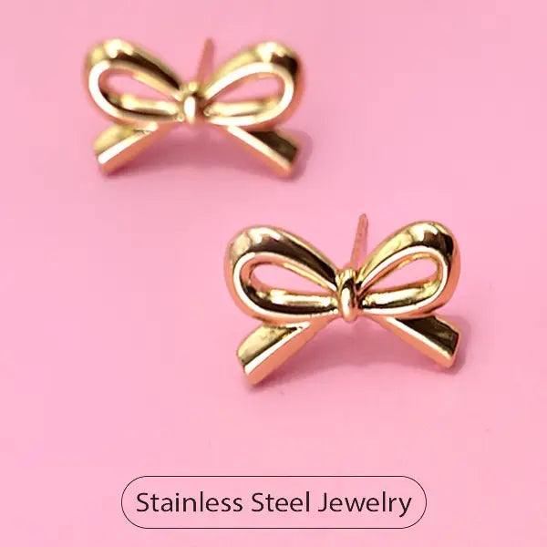 Tarnish Free 18k Bow Stud Earrings