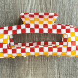 Red/Yellow Checkered Claw Clip 4"