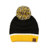 Black/Yellow Colorblock Ribbed Beanie
