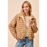Vintage Plaid Jacket w/Piping Detail