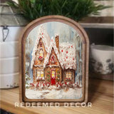 Arched Gingerbread House Sign 6x8"