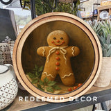 Round Gingerbread Man Sign 8"
