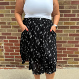 Plus Ditsy Woven Pocket Midi Skirt