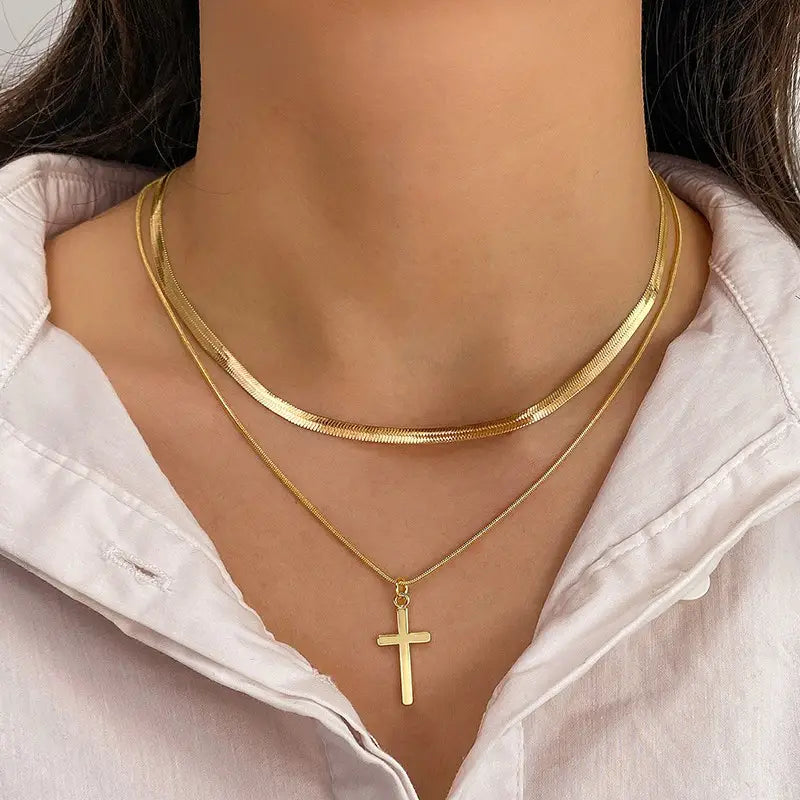 Tarnish Free 18K Gold Cross Necklace