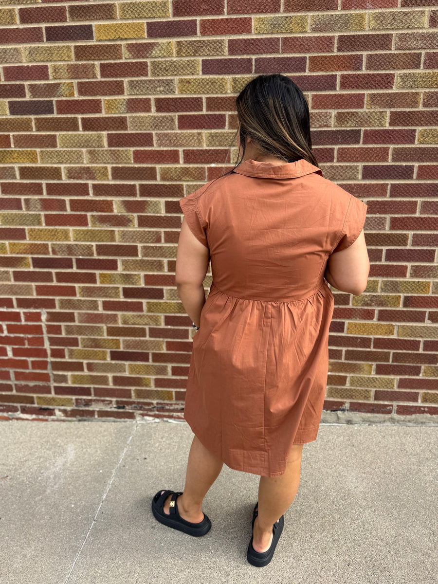 Collared Brick Mini Dress