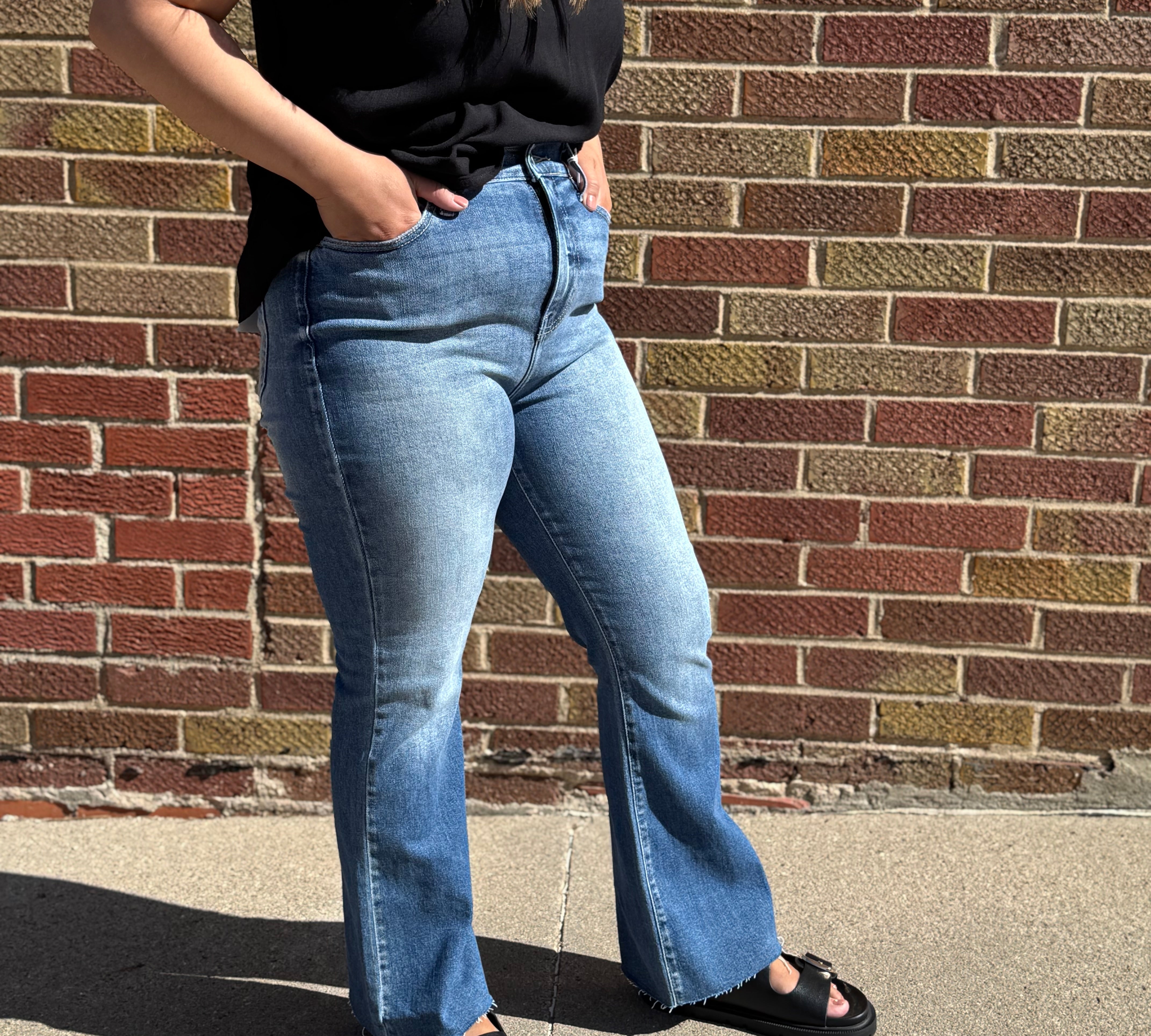 High Rise Crop Flare Cello Jeans