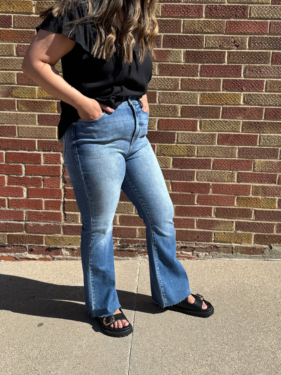 High Rise Crop Flare Cello Jeans