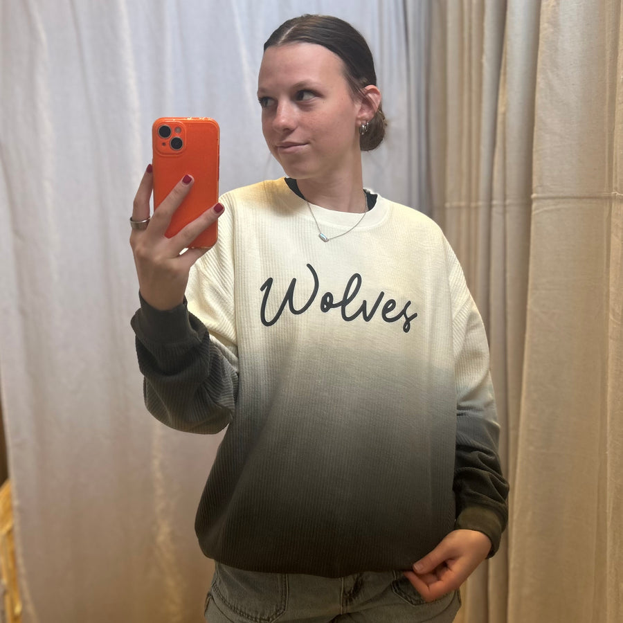 Ombre Wolves Corded Crew Neck