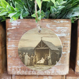 Wooden Nativity Scene Orn 4"