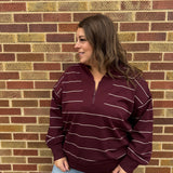 Plus Modal Scuba Stripe V Neck Jacket