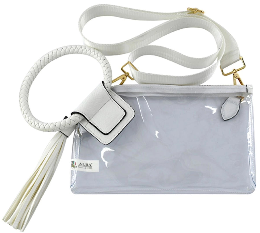 Clear Cuff Handle Clutch w/Tassel