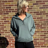 Modal Poly Quarter Zip Funnel Neck Pullover