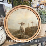 Round Lamb With Crosses Sign 8"