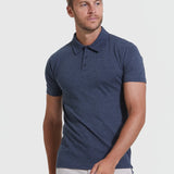 Mens Heather Navy Short Sleeve Polo Shirt