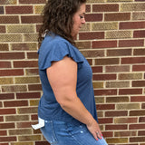 Plus V-Neck Ruffled Ruched Top