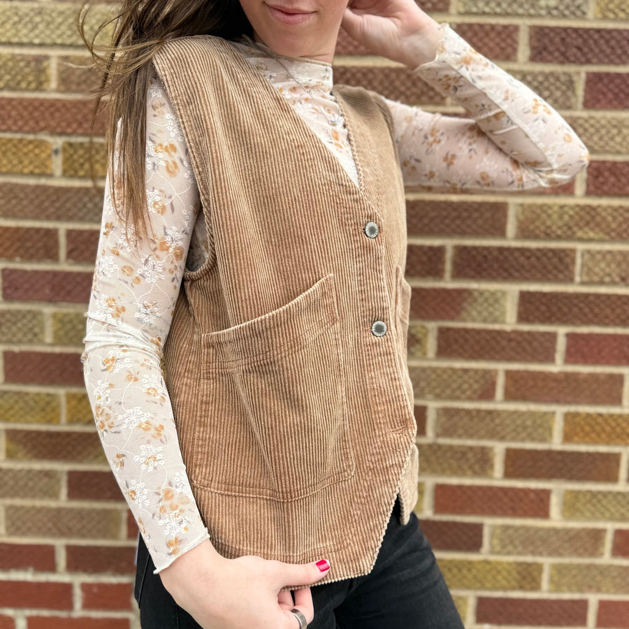 Camel Corduroy Vest