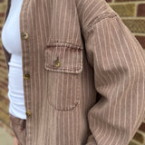 Rust Striped Oversized Button Down