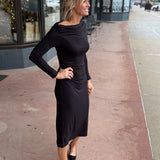 Off Shoulder Long Sleeve Maxi Dress