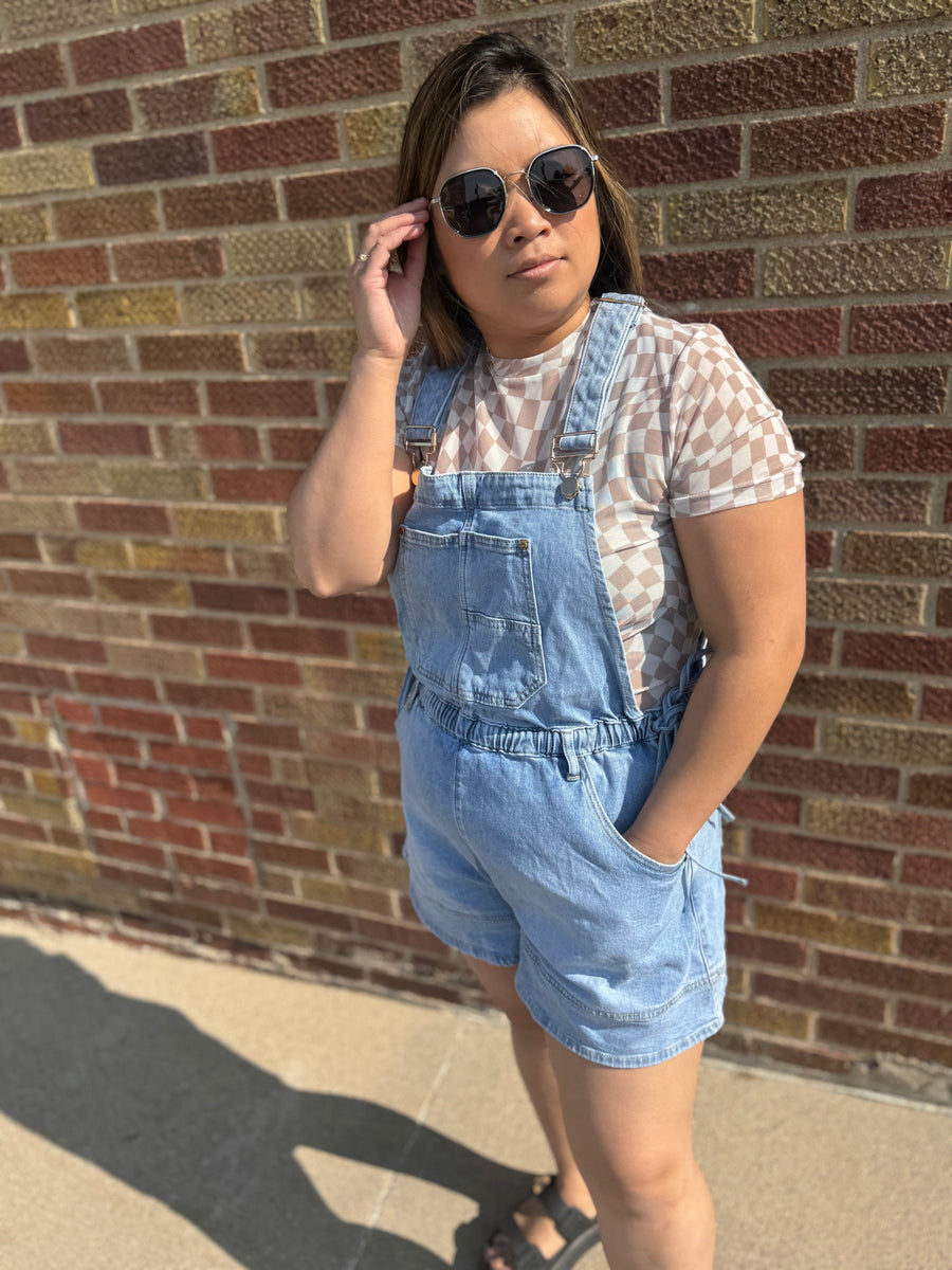 Side Tie Short Overalls