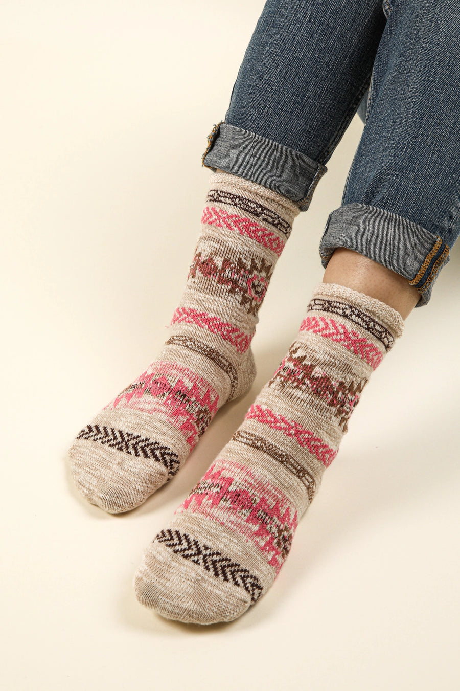 Aztec Graphic Cozy Crew Socks