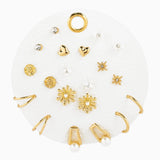 Gold Flower/Pearl Hoop Earring Set