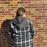 Zip Up Plaid Hoodie Shacket