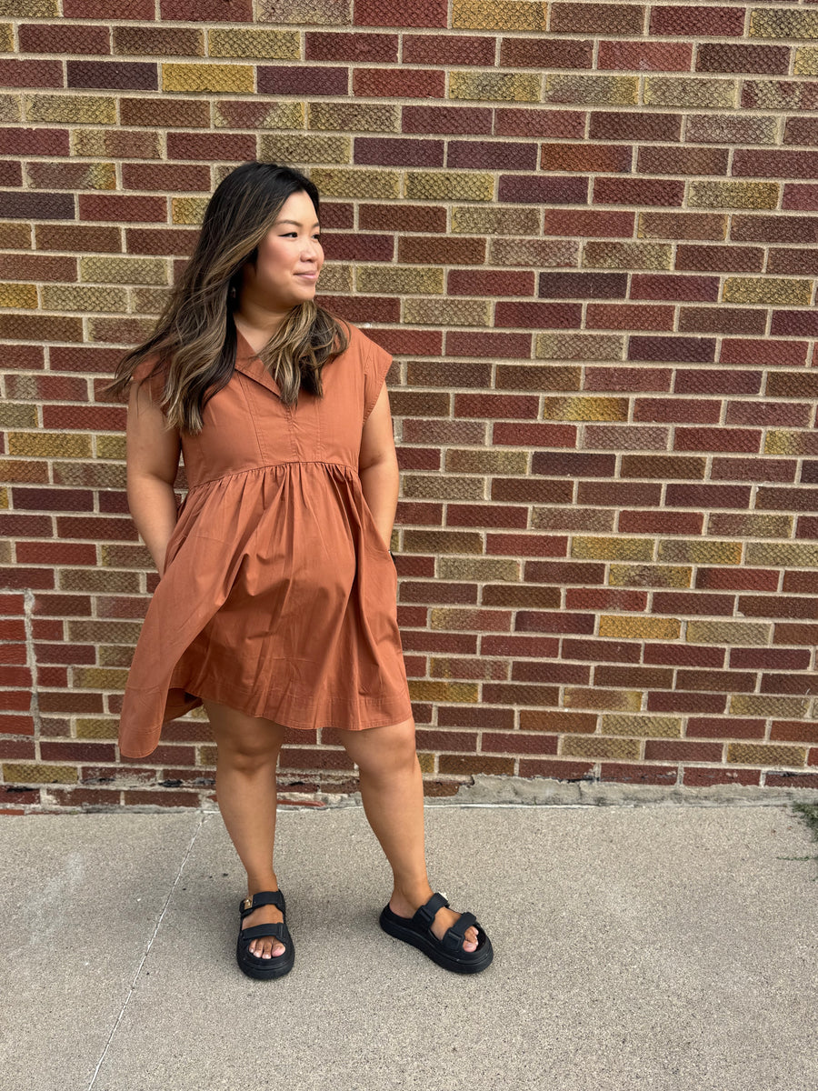 Collared Brick Mini Dress