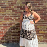 Plus Mixed Floral Tiered Midi Dress