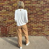 Wide Leg Drawstring Corduroy Pants