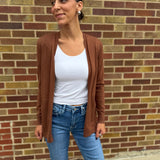 Long Sleeve Open Front Cardigan w/Patch Detail
