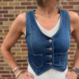 Crop Denim Risen Vest
