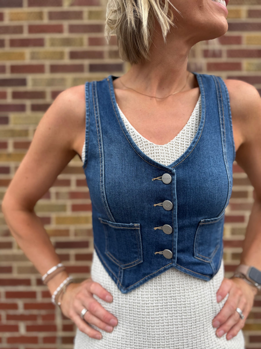 Crop Denim Risen Vest