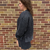 Luxe Corded Cropped w/Side Slit Crew