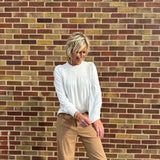Smocked Knit Top w/Ruffle Sleeve