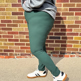 Plus Nylon Ribbed Leggings