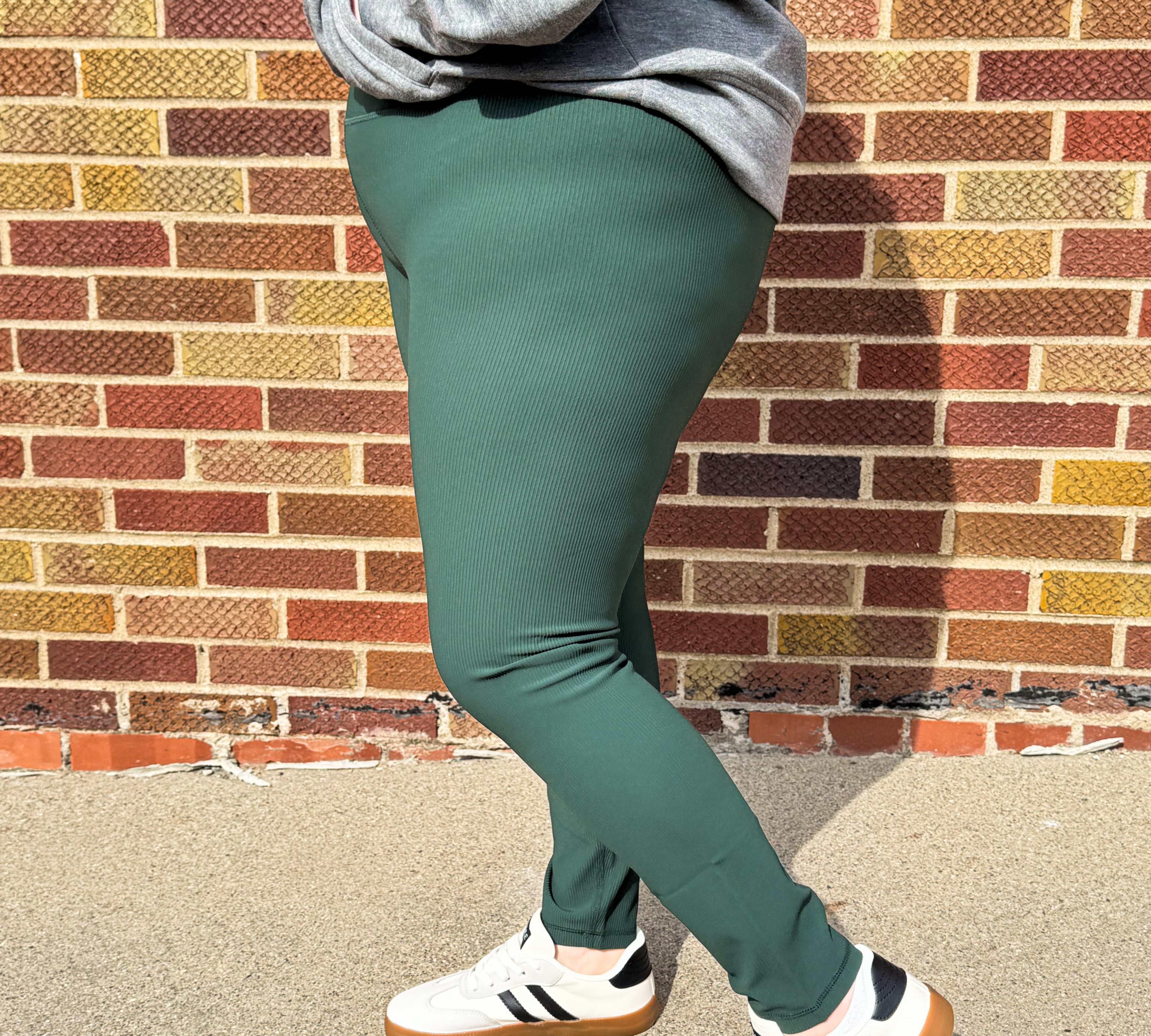 Plus Nylon Ribbed Leggings