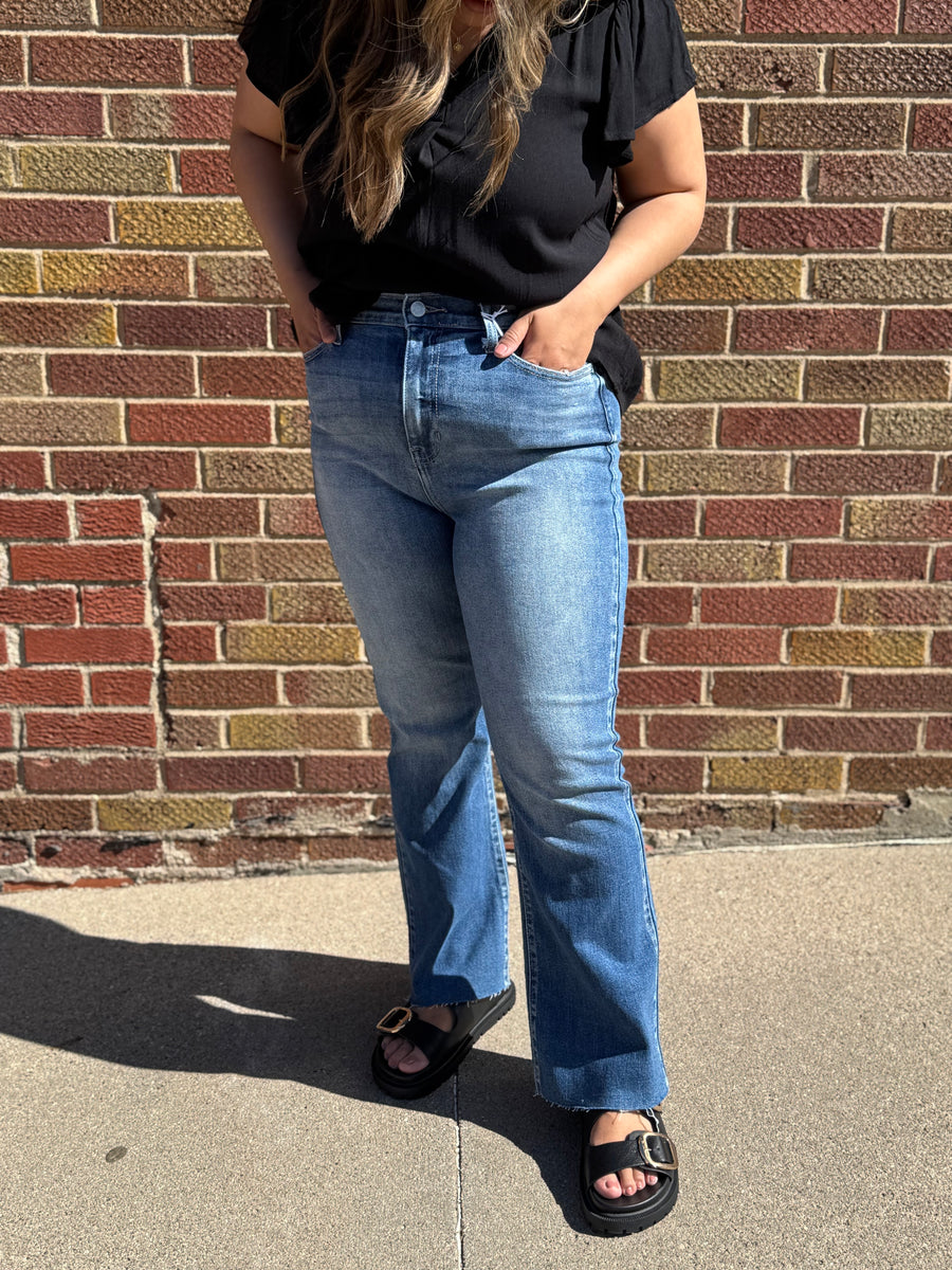 High Rise Crop Flare Cello Jeans