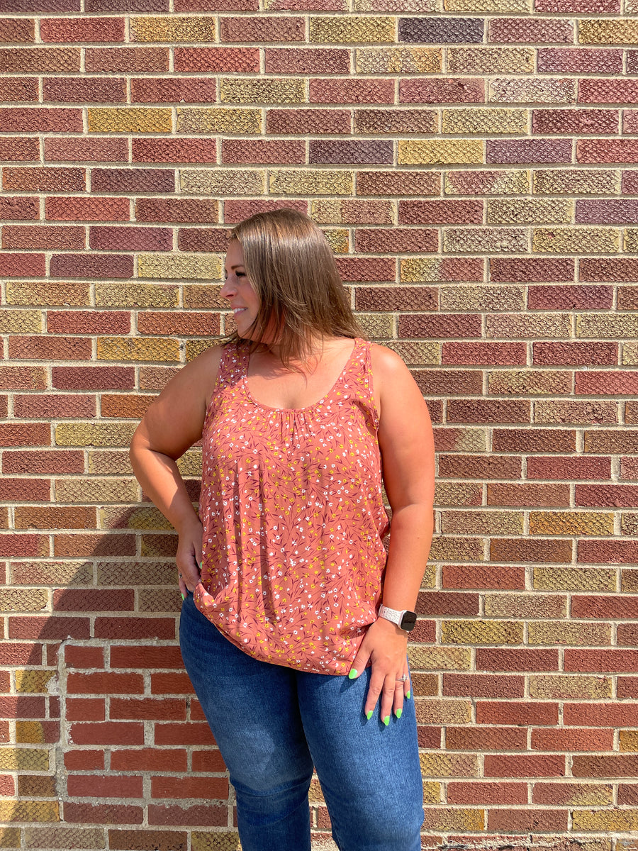 Plus Floral Rayon Tank Top